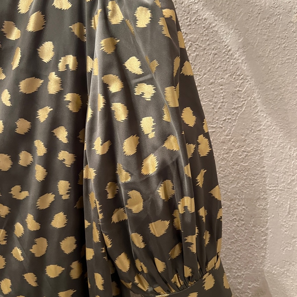 Manoush Paris EUC Metallic Gold Animal Print Midi Dress FR 38 (US 6) - Picture 5 of 6